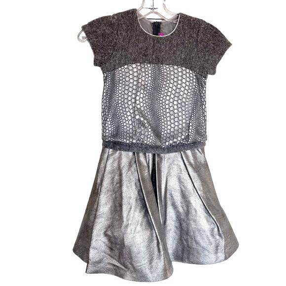 ValMax girls silver metallic mesh overlay party dress size 7 - Picture 2 of 9